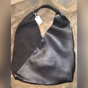 Hatley large black shoulder bag vegan leather NWT